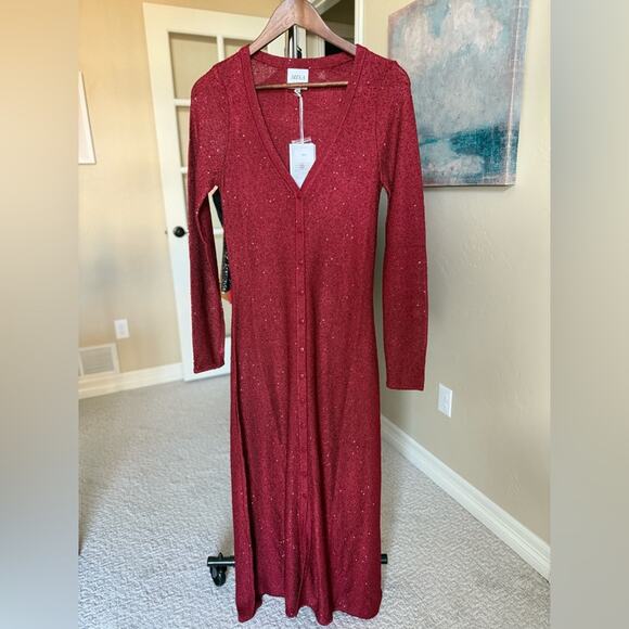 Women’s MISA Los Angeles Rafael Cardigan Maxi Dress in Lipstick Red Medium M - Picture 1 of 5